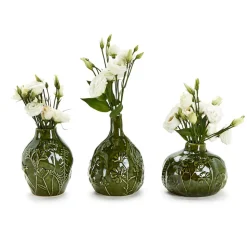 Floral Scape Relief Pattern Vase, Set of 3