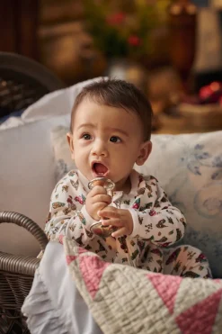 Floral Velour Footed Coverall