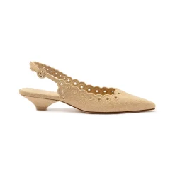 Florence Broderie Pump in Beige Raffia