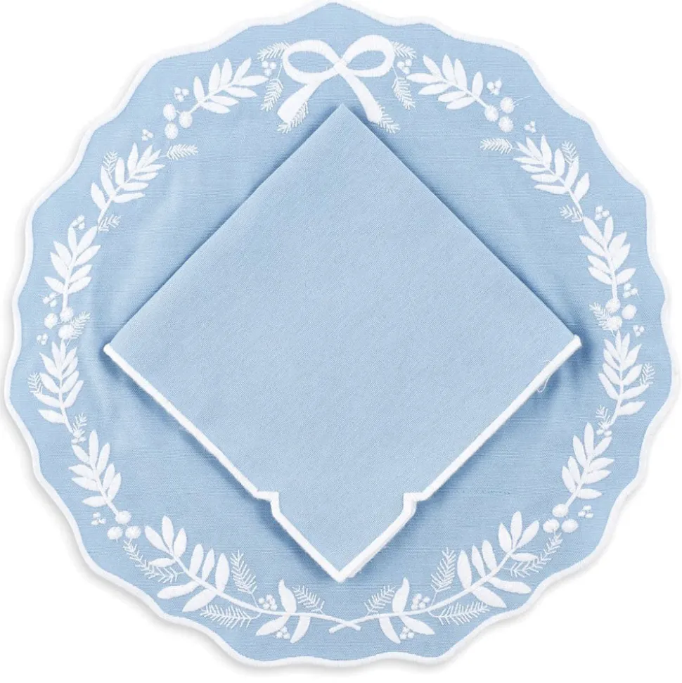 Florence Placemat and Napkin Set in Dusty Blue, OTM Exclusive