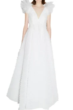 Floria Gown White Embroidered Tulle