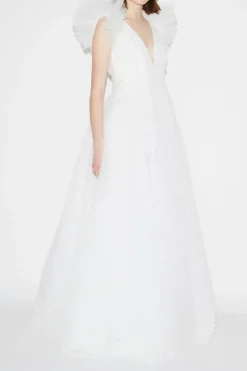Floria Gown White Embroidered Tulle
