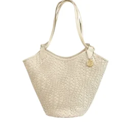 Flow Woven Large Tote in Ivory