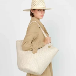 Flow Woven Large Tote in Ivory
