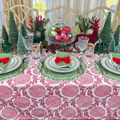Flower and Vine Red Tablecloth