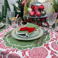 Flower and Vine Red Tablecloth