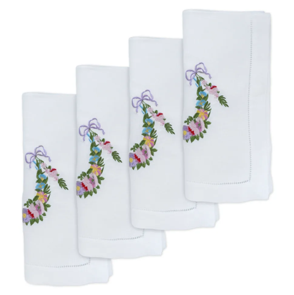 Flower Garland Dinner Napkins, Set of 4
