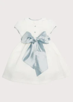 Flower Girl Dress in Ivory with Blue Silk Sash