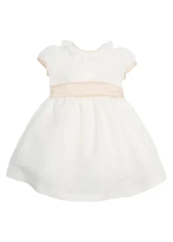 Flower Girl Dress in Ivory with Pink Silk Sash