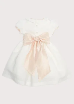 Flower Girl Dress in Ivory with Pink Silk Sash