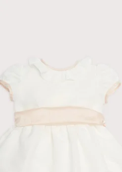 Flower Girl Dress in Ivory with Pink Silk Sash