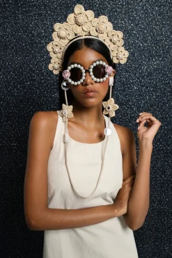 Flower Iraca & Mirror Sunglass Cord