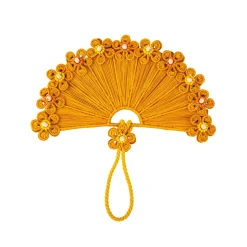 Flower Iraca Fan in Orange