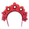 Flower Iraca Headpiece in Red