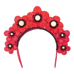 Flower Iraca Headpiece in Red