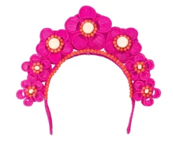 Flower Iraca Headpiece in Hot Pink