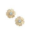 Flower Studs with Aquamarine