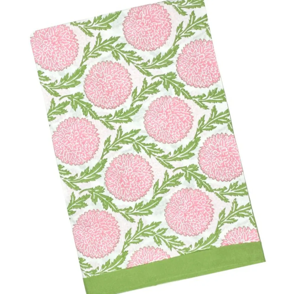 Flowers & Vines Tablecloth in Pink and Green