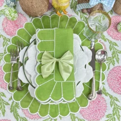Flowers & Vines Tablecloth in Pink and Green