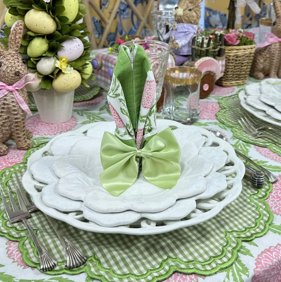 Flowers & Vines Tablecloth in Pink and Green