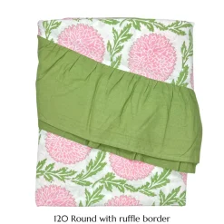 Flowers & Vines Tablecloth in Pink and Green