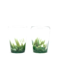 Forest Green Transparent Spotted Tumblers, Set of Two