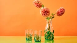 Forest Green Transparent Spotted Tumblers, Set of Two