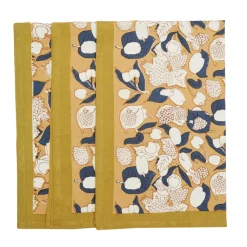 Forest Harves Tea Towels in Mustard & Blue, Set of 3