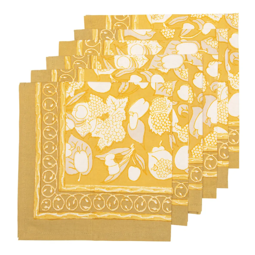 Forest Harvest Napkins Grey & Mustard, Set of 6