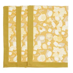 Forest Harvest Tea Towels in Grey & Mustard, Set of 3