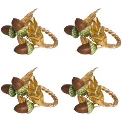 Forest Walk Acorn Napkin Ring in Multi, Set of 4