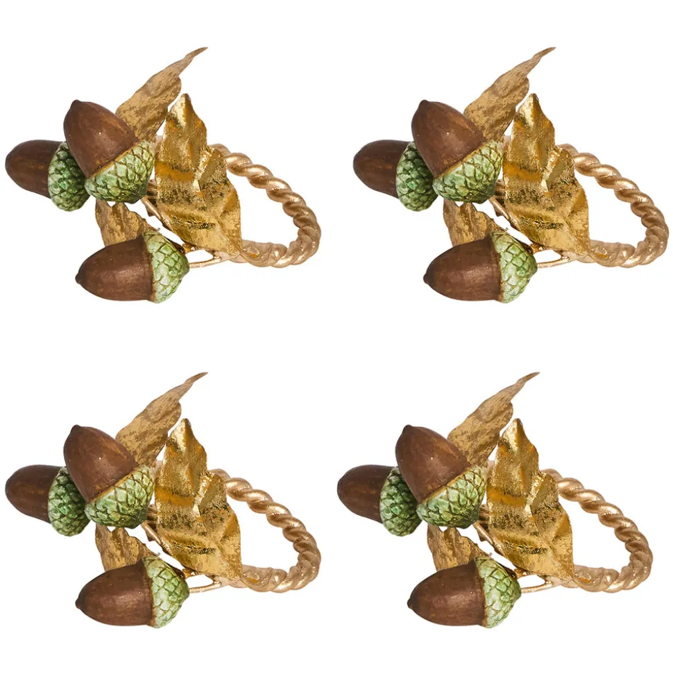 Forest Walk Acorn Napkin Ring in Multi, Set of 4