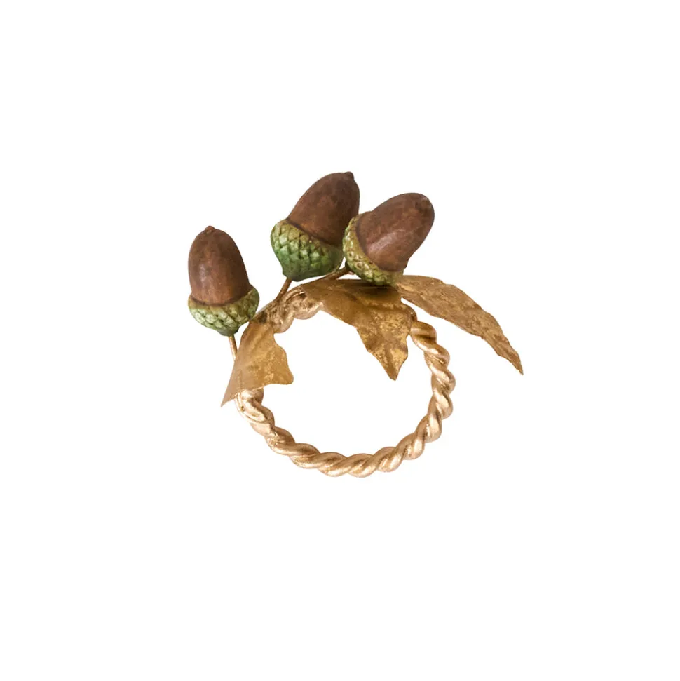 Forest Walk Acorn Napkin Ring in Multi, Set of 4