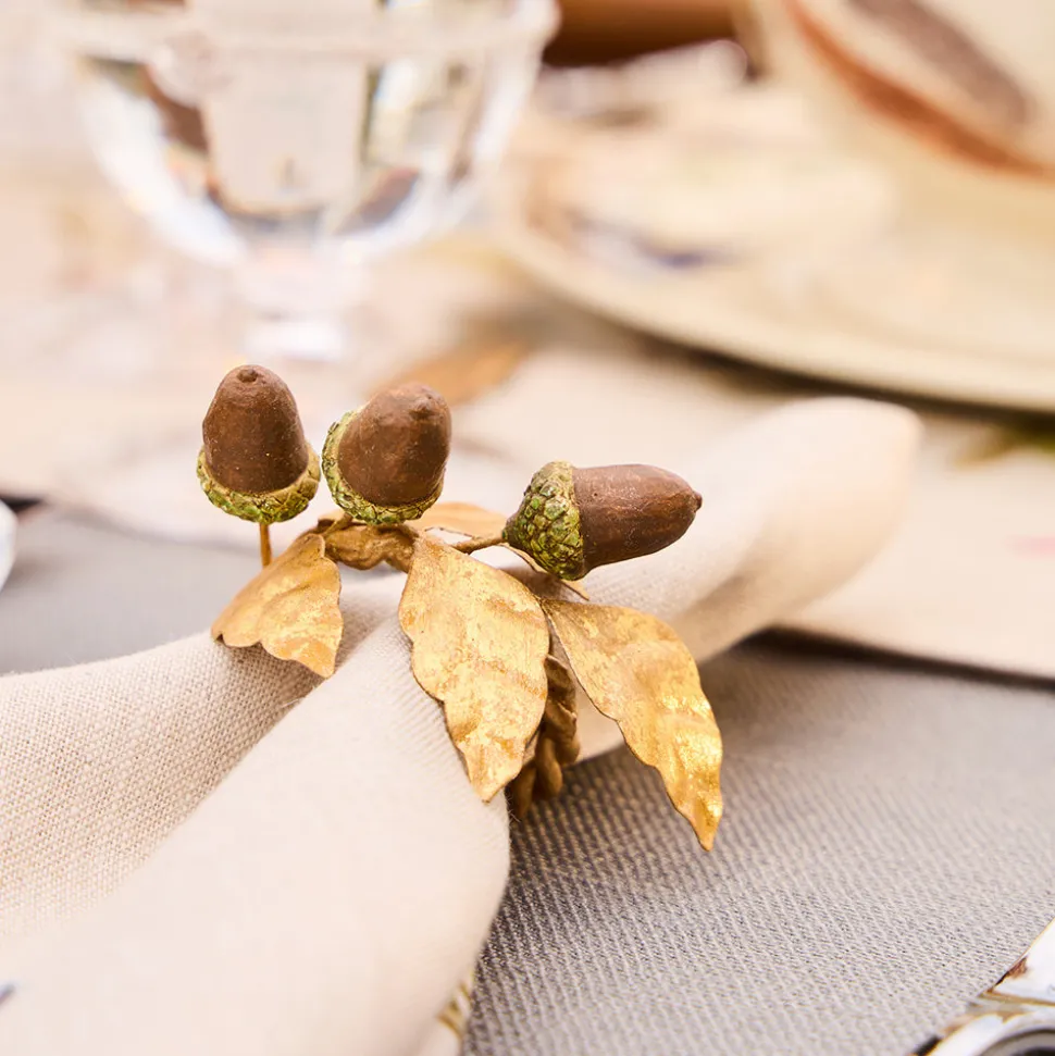Forest Walk Acorn Napkin Ring in Multi, Set of 4