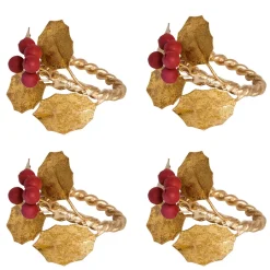 Forest Walk Holly with Berries Napkin Ring in Multi