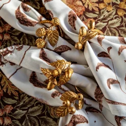 Forest Walk Leaf Napkin Ring Assorted in Gold, Set of 4
