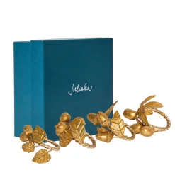 Forest Walk Leaf Napkin Ring Assorted in Gold, Set of 4