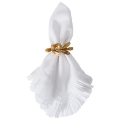 Forest Walk Leaf Napkin Ring Assorted in Gold, Set of 4