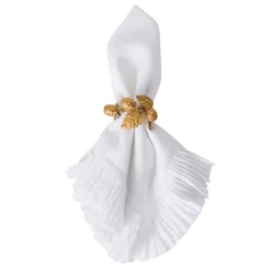 Forest Walk Leaf Napkin Ring Assorted in Gold, Set of 4