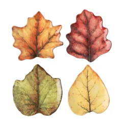 Forest Walk Leaf Plate Assorted in Café Au Lait, Set of 4