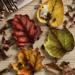Forest Walk Leaf Plate Assorted in Café Au Lait, Set of 4