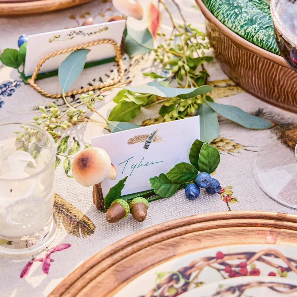 Forest Walk Mushroom & Acorn Place Card Holder in Multi, Set of 4