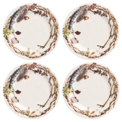 Forest Walk Party Plate in Café Au Lait, Set of 4