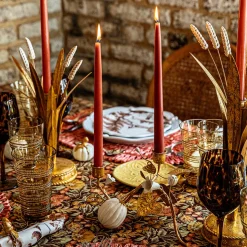 Forest Walk Pumpkin & Vine Double Candlestick Holder in Gold