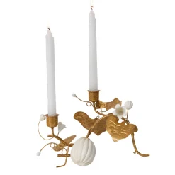 Forest Walk Pumpkin & Vine Double Candlestick Holder in Gold