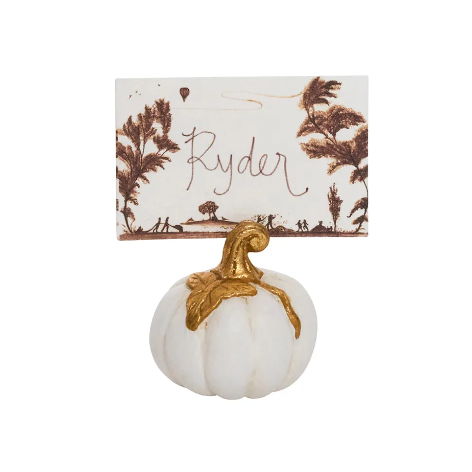 Forest Walk Pumpkin Place Card Holder in Gold, Set of 4