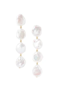 Four Tiered White Keshi Pearl Earrings