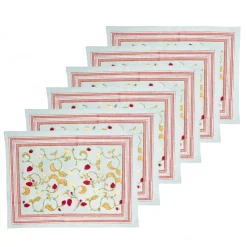 Fraises des Bois Mats in Blue, Set of 6