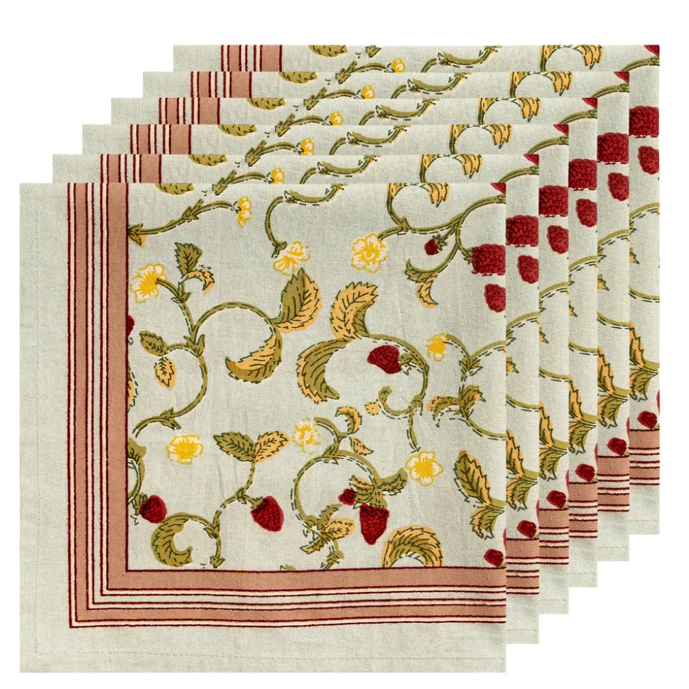 Fraises des Bois Napkins, Set of 6