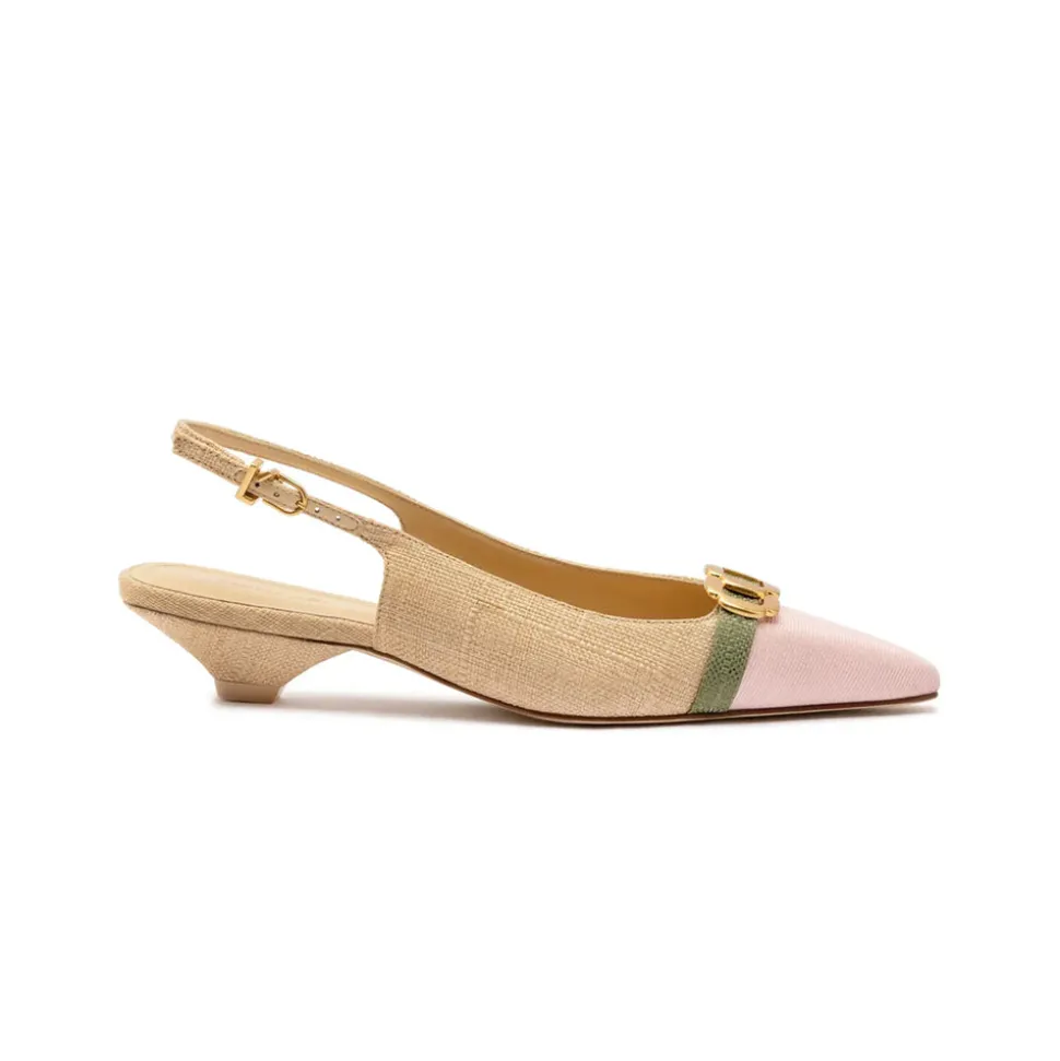 Franca Pump in Beige Raffia